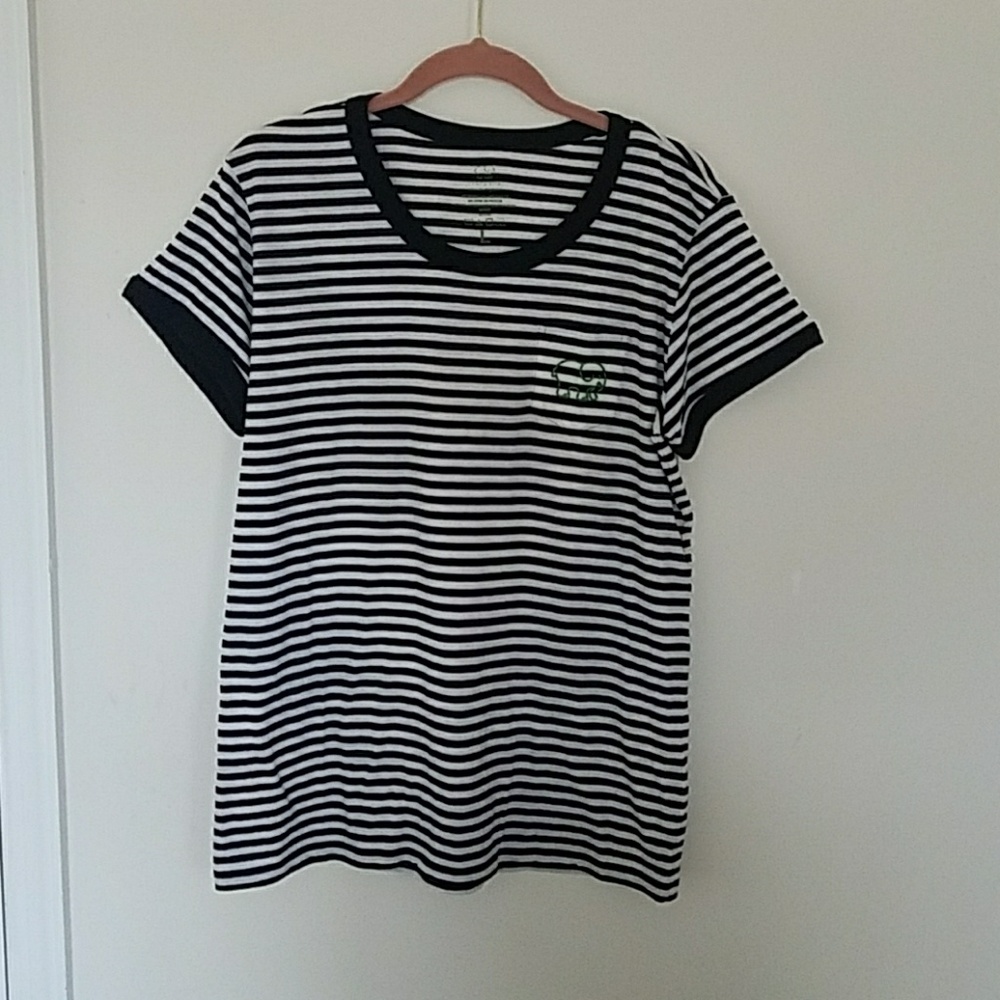 Ivory Ella Striped Short Sleeve Shirt Large